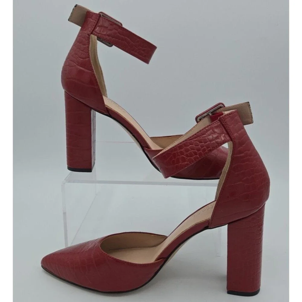 Michael By Michael Shannon Romina Women's Shoes Red ,Ankle Strap, Croc, Size 11